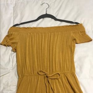 off the shoulder mustard romper